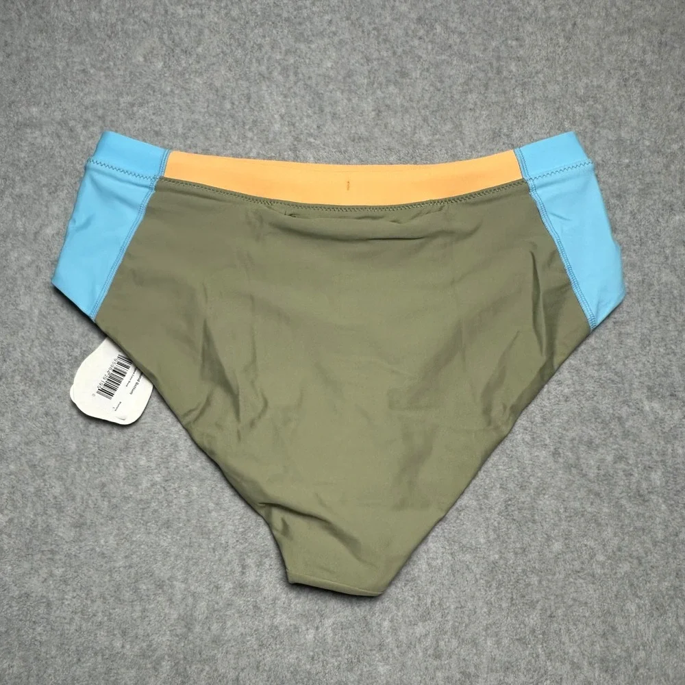 Prana Baja Bound Bottom Bikini Swimsuit Sweet Agave Color Block Womens Large NEW